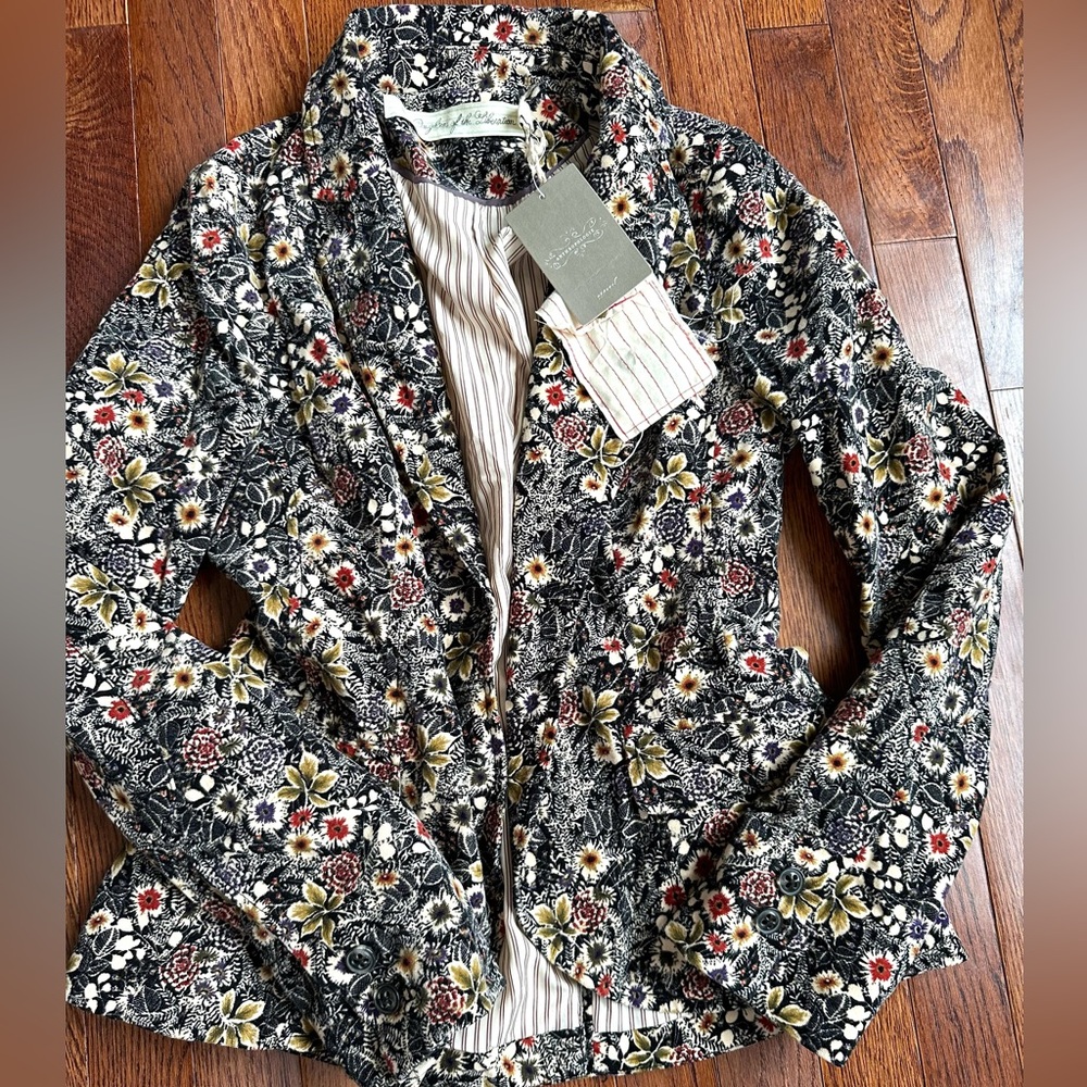 Anthropologie Daughters of Liberation Tulip Curtsy Floral Velvet Blazer 0